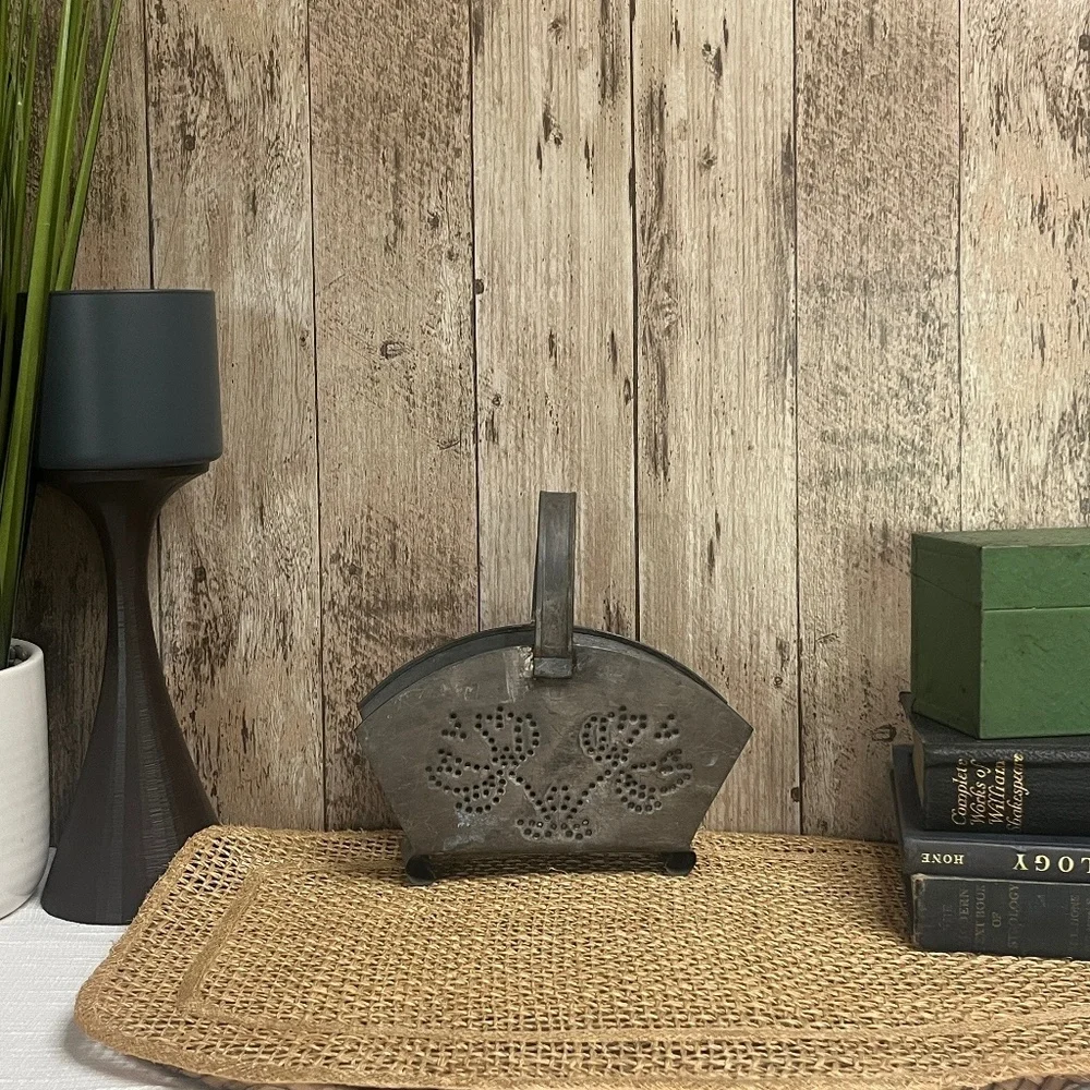 Vintage Metal Napkin Holder Rustic Farmhouse - Punched Floral Design